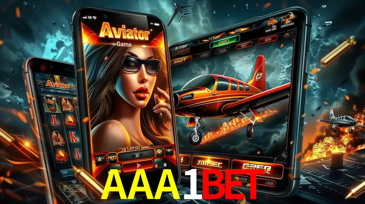 O popular jogo de apostas Aviator exibido em vários celulares e tablets, mostrando a interface emocionante e a ação de voo disponíveis para jogar agora no AAA1BET.