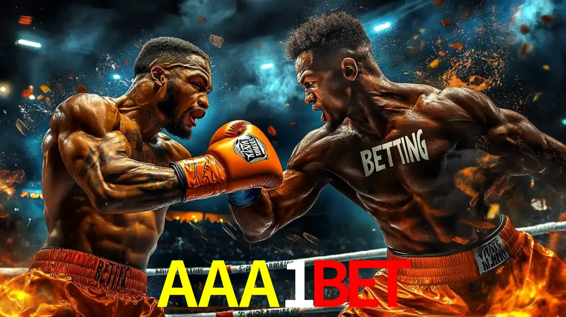 Dois boxeadores em uma luta intensa e explosiva, representando a adrenalina e as oportunidades de apostas em esportes de combate disponíveis na plataforma AAA1BET.