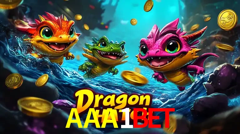 Arte promocional do jogo Dragon Hatch com três adoráveis dragões bebês nadando entre moedas de ouro, um dos slots mais divertidos para jogar no cassino AAA1BET.