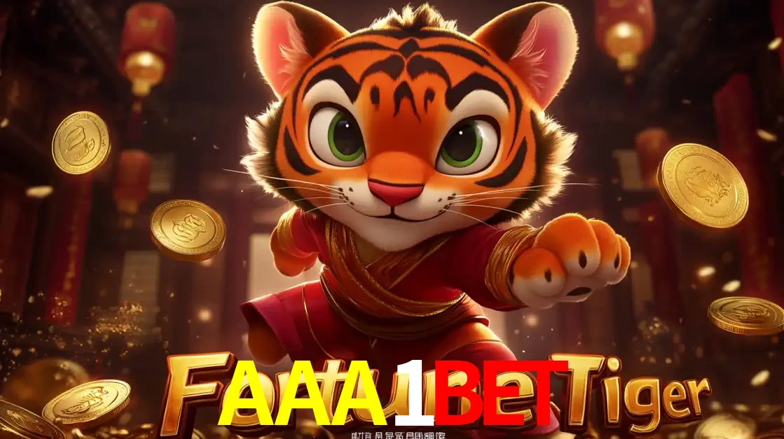 O carismático mascote do jogo de slot Fortune Tiger, um tigre fofo em pose de artes marciais, pronto para trazer sorte e multiplicadores de ganhos no cassino online AAA1BET.