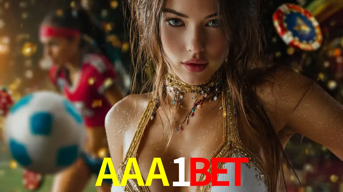 Mulher elegante representando a combinação de glamour e emoção das apostas esportivas, com uma jogadora de futebol ao fundo, destacando a ação no AAA1BET.
