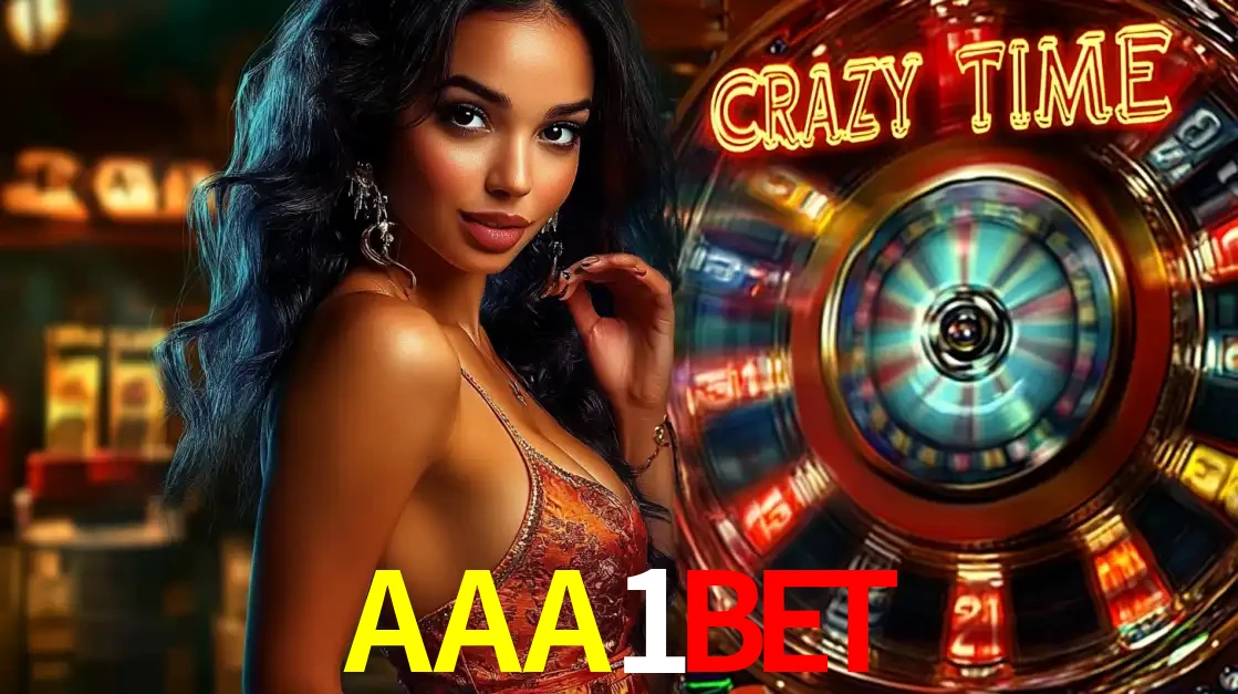 Mulher elegante ao lado da vibrante roda da fortuna do jogo de cassino ao vivo Crazy Time, um dos game shows mais populares e cheios de prêmios do AAA1BET.